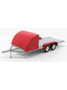   Autoworld - ACCESSORIES CARRELLO TRASPORTO AUTO - CAR TRANSPORTER TRAILER SILVER RED