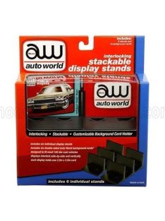   Autoworld - ACCESSORIES 6X INTERLOCKING STACKABLE DISPLAY STANDS BLACK