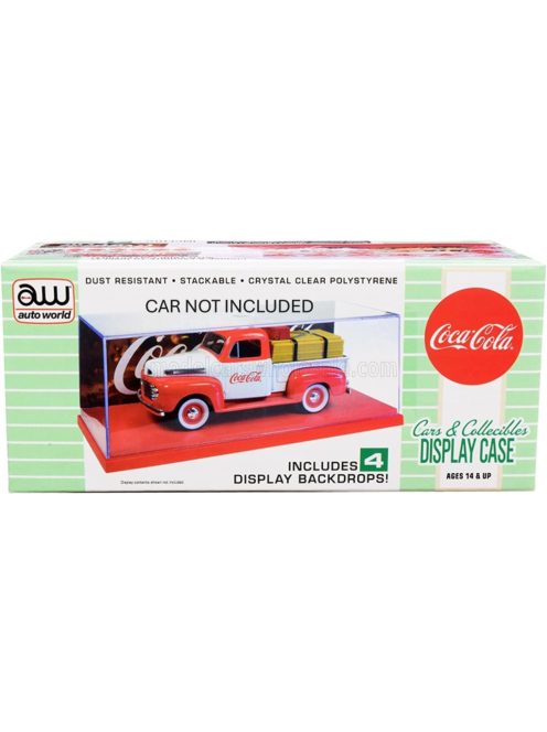 Autoworld - VETRINA DISPLAY BOX VETRINA - BASE IN PLASTICA ROSSA - COCA-COLA PLASTIC BASE RED - Lungh.LENGTH cm  X Largh.WIDTH cm  X Alt.HEIGHT cm  (altezza interna cm ) PLASTIC DISPLAY