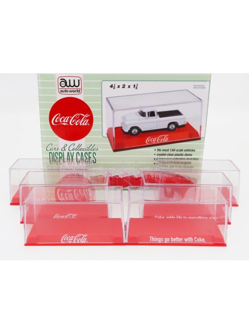 Autoworld - VETRINA DISPLAY BOX SET 6X BASE ROSSA - COCA-COLA BASE RED FOR 1/64 - Lungh.LENGHT cm 10.5 X Largh.WIDTH cm 5.0 X Alt.HEIGHT cm 4.7 (altezza interna cm 3.5) RED