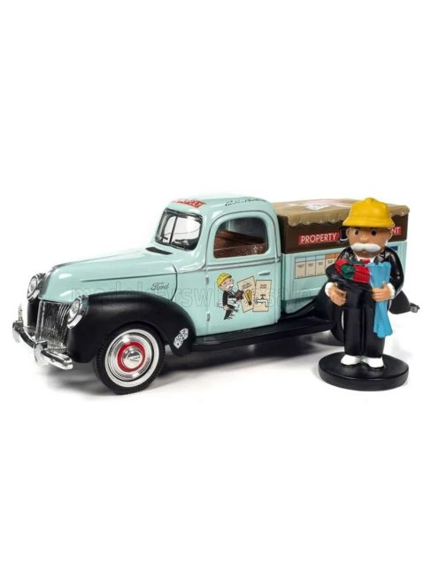 Autoworld - FORD USA PICK-UP PROPERTY MANAGEMENT TRUCK WITH MONOPOLY FIGURE 1940 VERY LIGHT GREEN BLACK