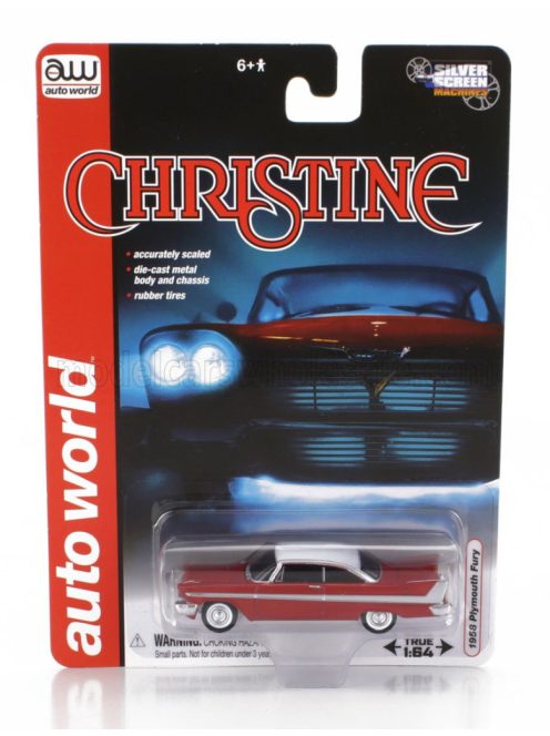 Autoworld - PLYMOUTH FURY COUPE 1958 - BLACK WINDOWS - CHRISTINE LA MACCHINA INFERNALE RED WHITE SILVER
