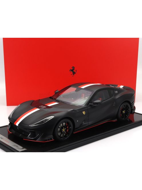 Bbr-Models - FERRARI 812 COMPETIZIONE N 16 PRINCIPATO DI MONACO LIVERY 2021 - CON VETRINA - WITH SHOWCASE MATT BLACK