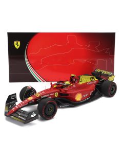   Bbr-Models - FERRARI F1-75 TEAM SCUDERIA FERRARI N 55 4th MONZA ITALY GP 2022 CARLOS SAINZ RED YELLOW