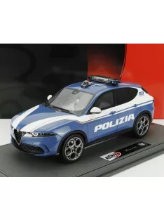   Bbr-Models - ALFA ROMEO TONALE VELOCE POLIZIA 2023 - CON VETRINA - WITH SHOWCASE BLUE WHITE