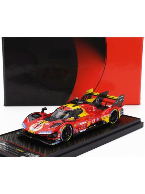 Bbr-Models - FERRARI 499P 3.0L TURBO V6 TEAM FERRARI AF CORSE N 51 3rd 24h LE MANS 2024 ALESSANDRO PIER GUIDI - JAMES CALADO - ANTONIO GIOVINAZZI RED YELLOW BLACK