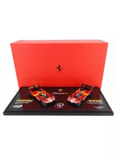   Bbr-Models - FERRARI SET 2X 499P 3.0L TURBO V6 TEAM FERRARI AF CORSE N 51 WINNER 24h LE MANS 2023 ALESSANDRO PIER GUIDI - JAMES CALADO - ANTONIO GIOVINAZZI + N 50 5th 24h LE MANS (POLE POSITION) 2023 ANTONIO FUOCO - MIGUEL MOLINA - NICKLAS NIELSEN RED YEL