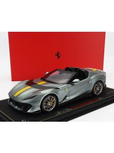   Bbr-Models - FERRARI 812 COMPETIZIONE A SPIDER 2022 - CON VETRINA - WITH SHOWCASE GRIGIO COBURN - GREY MET YELLOW