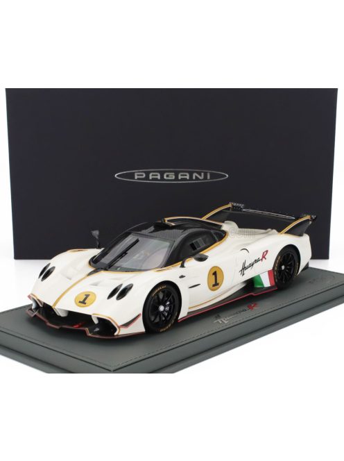 Bbr-Models - PAGANI HUAYRA R N 1 RACING 2021 - CON VETRINA - WITH SHOWCASE BIANCO BENNY - WHITE BLACK
