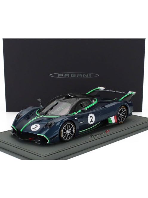 Bbr-Models - PAGANI HUAYRA R N 2 RACING 2021 - CON VETRINA - WITH SHOWCASE MATT BLUE BLACK CARBON