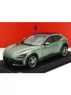   Bbr-Models - FERRARI PUROSANGUE SUV CARBON ROOF 2022 - CON VETRINA - WITH SHOWCASE VERDE DORA - LIGHT GREEN MET