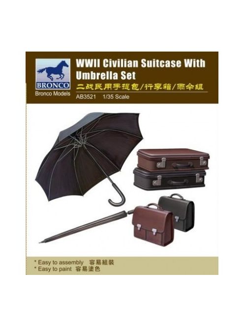 Bronco Models - WWII Civilian Suitcase with Umbrella Set