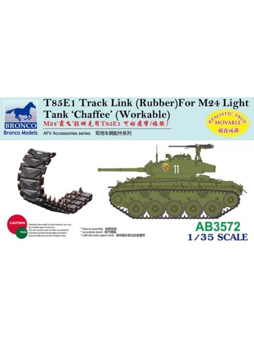 Bronco Models - T85E1 Track Link (Rubber Type) For M24 Light Tank Chaffee (Workable