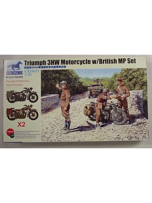 Bronco Models - Triumph 3HW Motocycle w/MP Figure Set