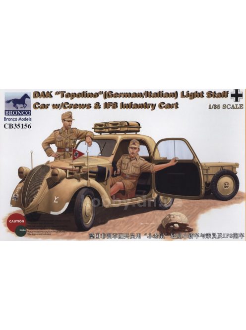 Bronco Models - DAK Topolino (German-Italian)Light Staff Car w/Crew & IF8 Intantry Cart