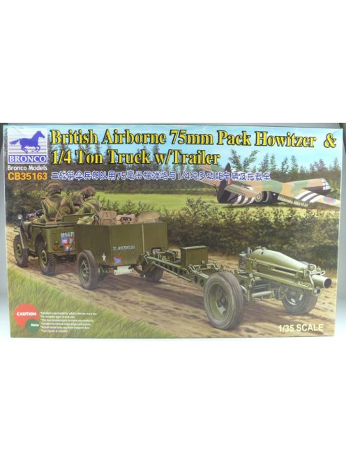Bronco Models - 75mm Howitzer M1A1(British Version)& 1/4 Ton Truck with Trailer & Crew