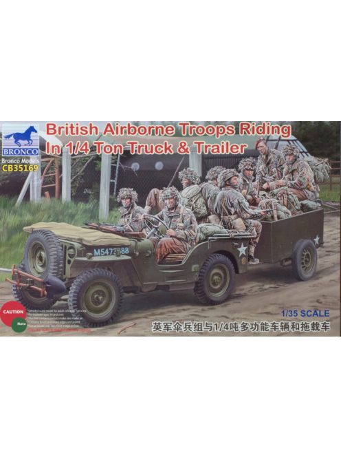 British Airborne Troops Riding In 1/4Ton Truck & Trailer