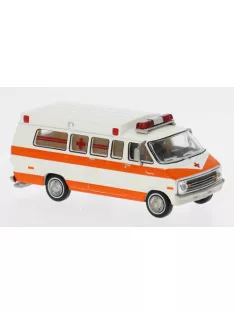 Brekina - Dodge B 200 Ambulance weiss/dunkelorange 1975