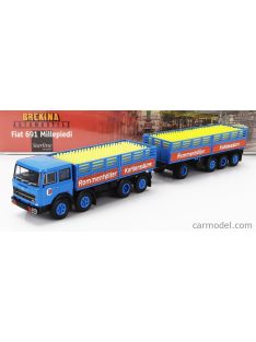   Brekina Plast - Fiat 691 Truck Millepiedi Rommenholler Kohlensaure 1970 Blue Black Yellow