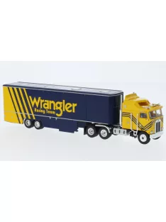   Brekina - Brekina, Kenworth K 100 Aerodyne Renntransport-SZ, 1980, Wrangler Racing, 1:87