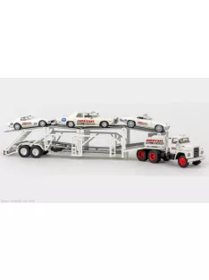   Brekina - Set Dodge Autotransporter mit 3 PKW 1975 Hurricane Helldrivers