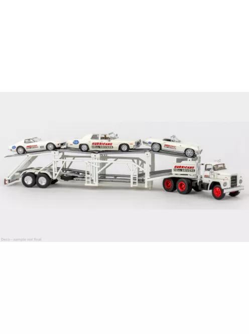 Brekina - Set Dodge Autotransporter mit 3 PKW 1975 Hurricane Helldrivers