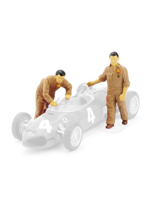 Brumm - FIGURES 2X MECCANICI SCUDERIA FERRARI F1  156 1961 - MUOVONO L'AUTO BROWN