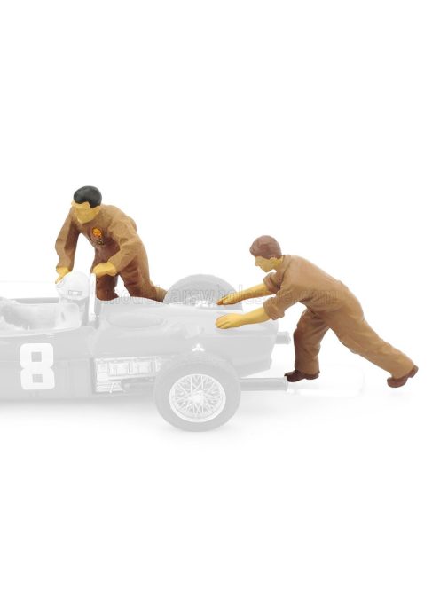 Brumm - FIGURES 2X MECCANICI SCUDERIA FERRARI F1  156 1961 - SPINGONO AUTO BROWN