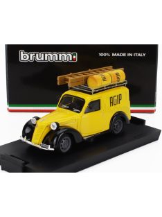   Brumm - FIAT 1100 VAN FURGONE VEICOLO COMMERCIALE AGIP GENOVA CON PORTAPACCHI E ACCESSORI 1950 YELLOW BLACK