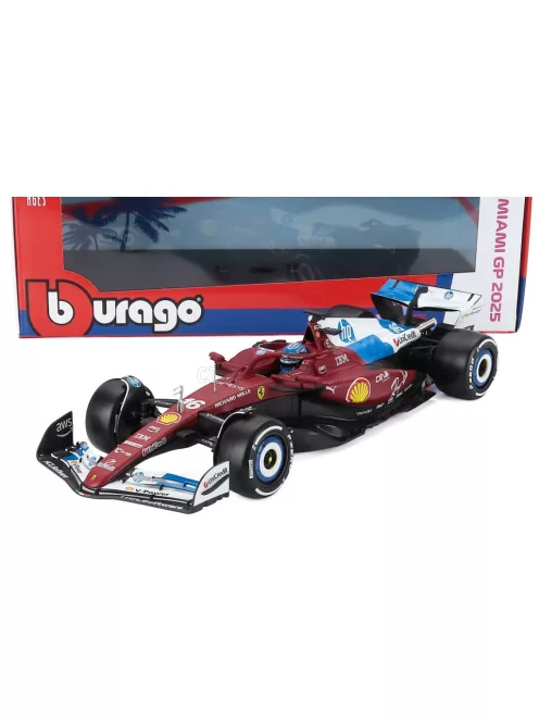 Burago - Ferrari SF-25 #16 Charles Leclerc Formula 1 Miami GP 2025 - with driver figure