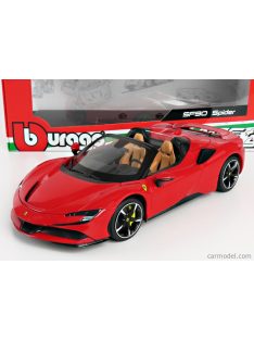   Burago - Ferrari Sf90 Stradale Hybrid Spider 1000Hp Open 2020 - Exclusive Carmodel Rosso Corsa 322 - Red