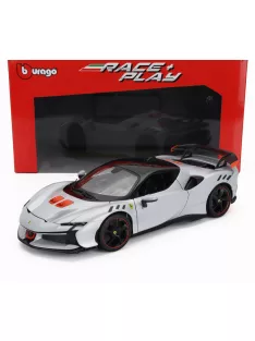   Burago - FERRARI SF90XX STRADALE 2024 BIANCO ARTICO - WHITE MET ORANGE BLACK