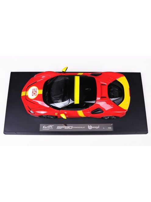 Burago - FERRARI SF90 STRADALE HYBRID 1000hp N 50 24h LE MANS LIVERY - CON VETRINA - WITH SHOWCASE - EXCLUSIVE CARMODEL RED YELLOW