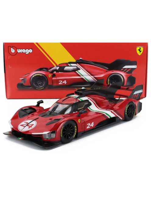 Burago - FERRARI 499P 3.0L TURBO V6 N 24 MODIFICATA 2024 RED YELLOW BLACK