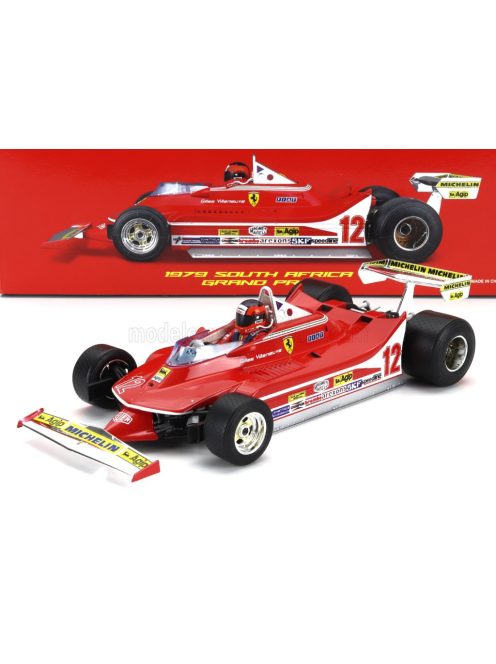 Burago - FERRARI F1  312T4 N 12 WINNER SOUTH AFRICA GP KYALAMI (WITH PILOT) 1979 GILLES VILLENEUVE RED
