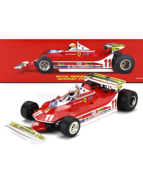 Burago - FERRARI F1  312T4 SHORT TAIL N 11 WINNER MONACO GP JODY SCHECKTER (WITH PILOT) 1979 WORLD CHAMPION RED