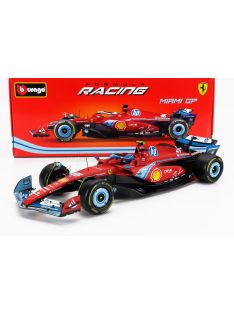   Burago - FERRARI F1  SF-24 TEAM SCUDERIA FERRARI N 55 5th MIAMI GP 2024 CARLOS SAINZ RED BLACK LIGHT BLUE