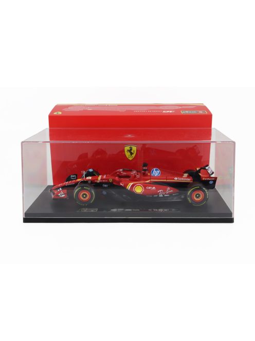 Burago - FERRARI F1  SF-24 TEAM SCUDERIA FERRARI N 16 4th EMILIA ROMAGNA IMOLA GP 2024 CHARLES LECLERC - CON VETRINA - WITH SHOWCASE RED BLACK