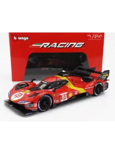   Burago - FERRARI 499P 3.0L TURBO V6 TEAM FERRARI AF CORSE N 51 WINNER 24h LE MANS 2023 ALESSANDRO PIER GUIDI - JAMES CALADO - ANTONIO GIOVINAZZI RED YELLOW BLACK