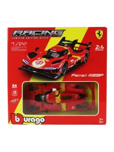   Burago - FERRARI 499P 3.0L TURBO V6 TEAM FERRARI AF CORSE N 51 WINNER 24h LE MANS 2023 ALESSANDRO PIER GUIDI - JAMES CALADO - ANTONIO GIOVINAZZI RED YELLOW BLACK