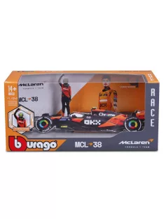   Burago - McLAREN F1  MCL38 TEAM MCLAREN N 4 SEASON 2024 LANDO NORRIS - WITH PILOT ORANGE BLACK