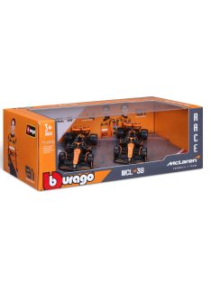   Burago - McLAREN SET F1  2X MCL38 TEAM MCLAREN N 4 SEASON 2024 LANDO NORRIS + N 81 SEASON 2024 OSCAR PIASTRI ORANGE BLACK