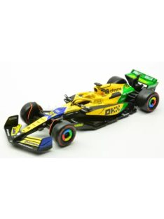   Burago - McLAREN F1  MCL38 TEAM MCLAREN N 81 2nd MONACO GP (SENNA 30th ANNIVERSARY) 2024 OSCAR PIASTRI YELLOW GREEN BLACK