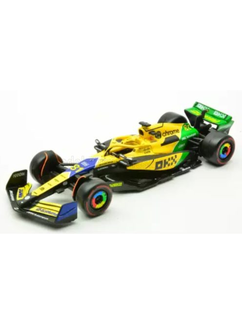 Burago - McLAREN F1  MCL38 TEAM MCLAREN N 81 2nd MONACO GP (SENNA 30th ANNIVERSARY) 2024 OSCAR PIASTRI YELLOW GREEN BLACK
