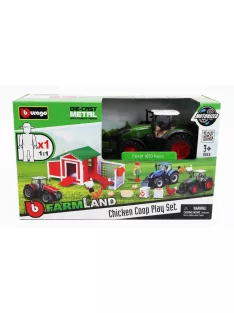  Burago - FENDT SET FARM CHICKEN COOP PLAY VARIO 1050 TRACTOR 2016 GREEN