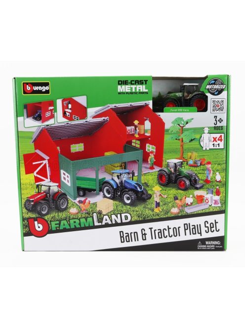 Burago - FENDT SET FARM BARN & TRACTOR PLAY 1050 VARIO TRACTOR 2016 GREEN