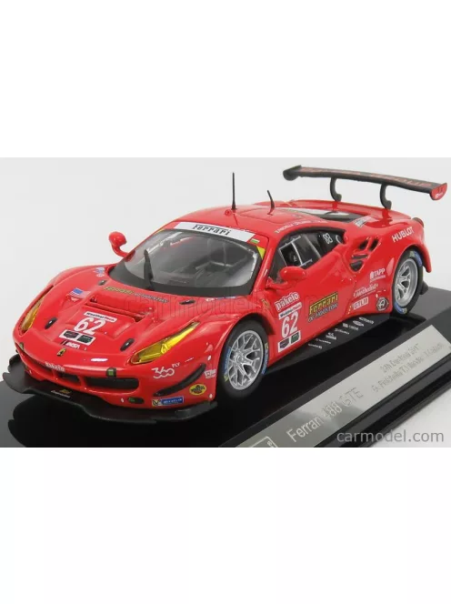 Burago - Ferrari 488 Gte 3.9L Turbo V8 Team Risi Competizione N 62 24H Daytona 2017 T.Vilander - G.Fisichella - J.Calado Red