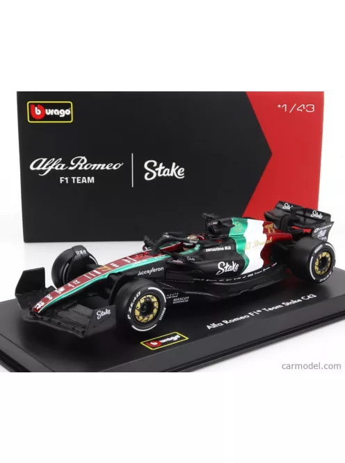 Burago - Alfa Romeo C43 Team Alfa Romeo F1 Team Stake #77 Valtteri Bottas 10th Italian GP (Monza) Formula 1 2023with Pilot and ShowcaseBburago