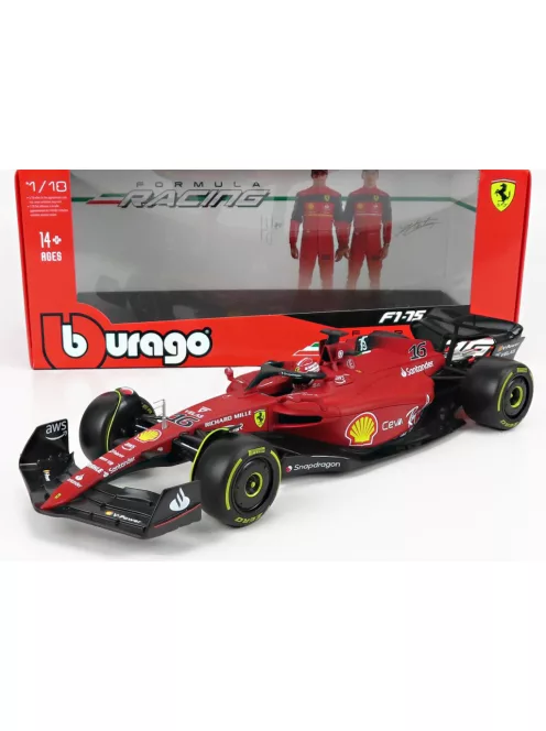Burago - FERRARIF1-75 SCUDERIA FERRARI N 16 SEASON 2022 CHARLES LECLERCYELLOW WHEELSEXCLUSIVE CARMODELBburago