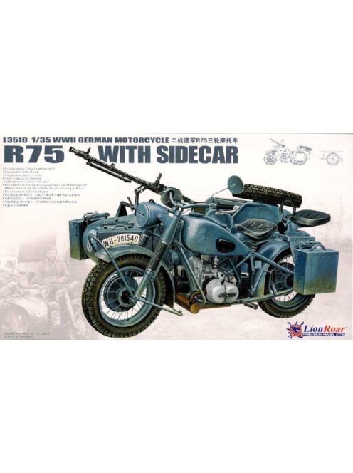 WWII German Motorcycle BMW R75 with Sidecar Great Wall Hobby | No. L3510 | 1:35